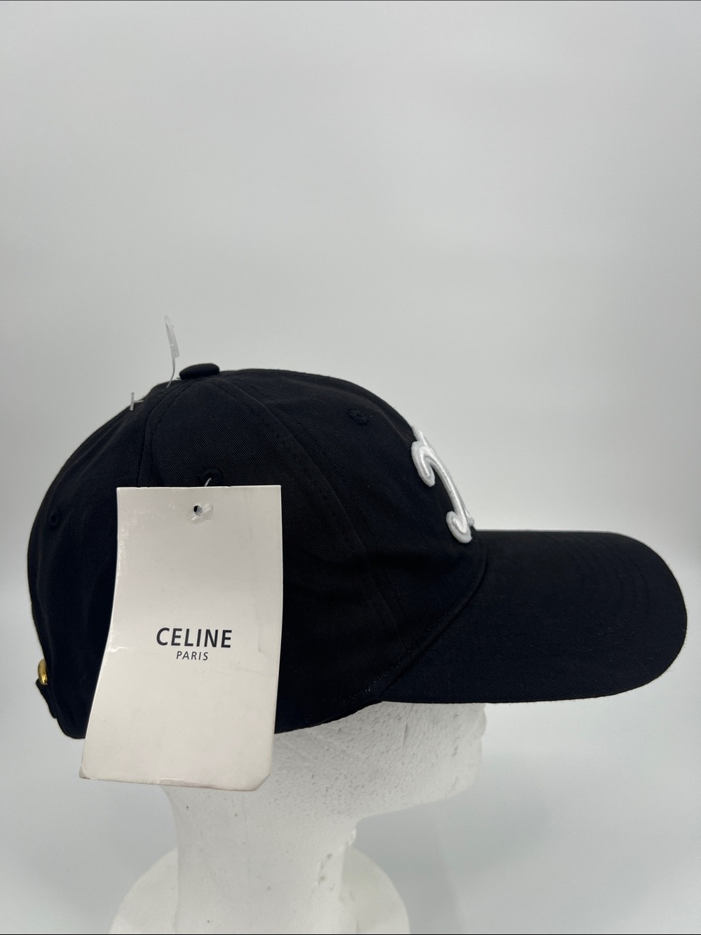 Black Baseball Cap with White Double-C Logo - Picture 3 of 9